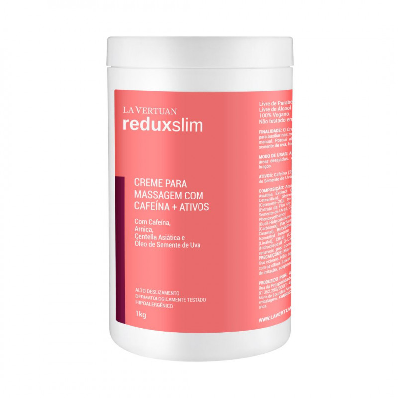 CREME PARA MASSAGEM COM CAFEINA + ATIVOS REDUXSLIM 1KG LA VERTUAN* (B)