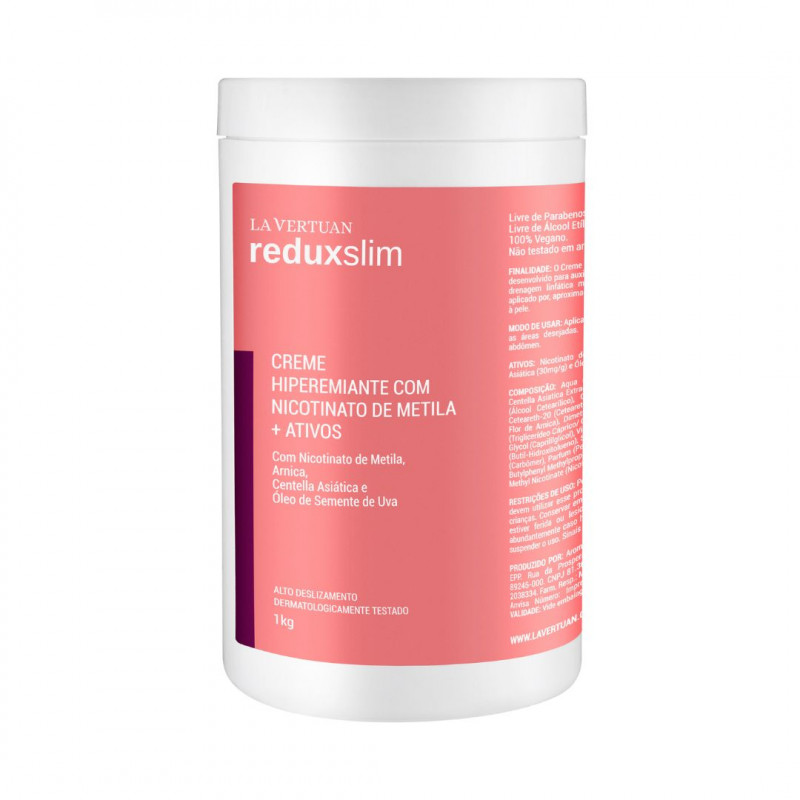 CREME HIPEREMIANTE COM NICOTINATO DE METILA + ATIVOS 1KG REDUX SLIM LA VERTUAN* (A)
