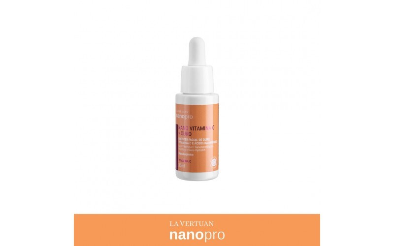 BOOSTER FACIAL DE OURO, VITAMINA C E ACIDO HIALURONICO 30ML LA VERTUAN (A) (CD)
